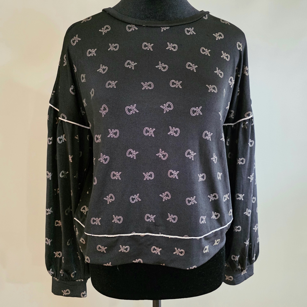 Calvin Klein Black CK Patterned Blouse‎